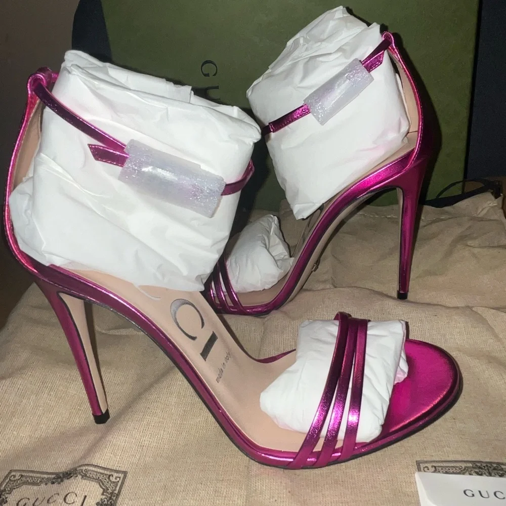 Authentic Gucci Ankle strap heel sandals size 38.5 - Picture 2 of 13
